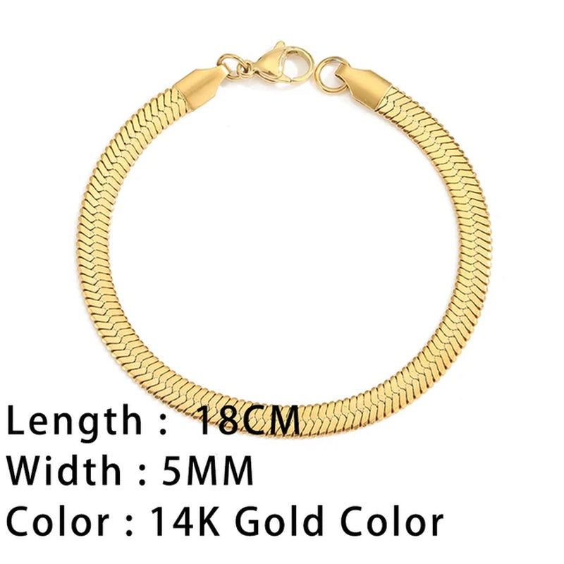 Classic Snake Chain Bracelets for Women Trend Fashion Stainless Steel Cuban Chain Bracelet Trendy Woman Gifts Jewelry