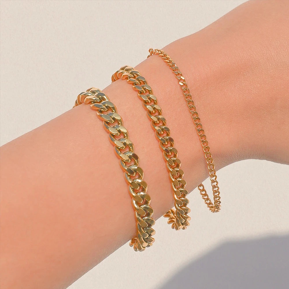 Classic Snake Chain Bracelets for Women Trend Fashion Stainless Steel Cuban Chain Bracelet Trendy Woman Gifts Jewelry