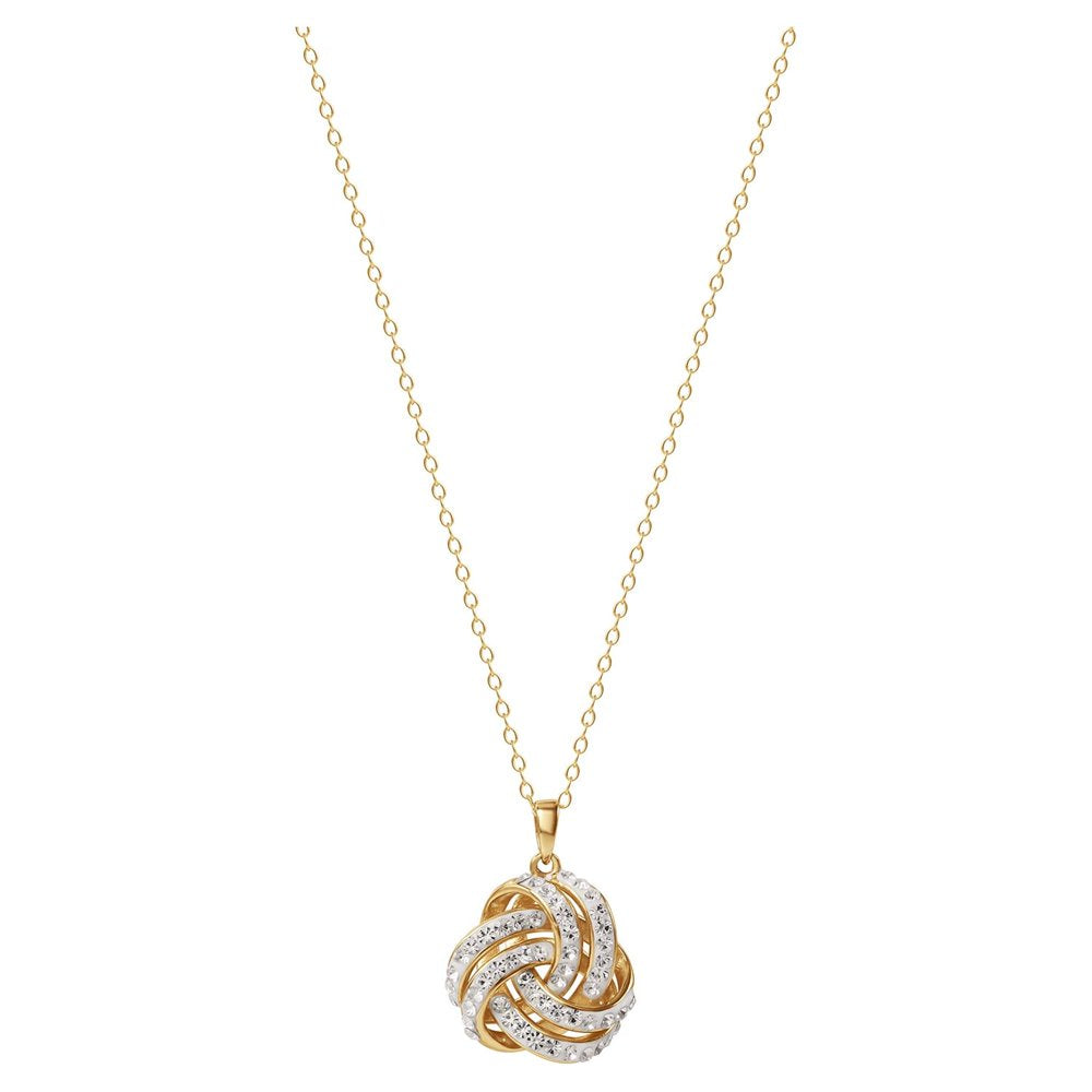 Love Knot 18K Gold Crystal Pendant and Earring Set
