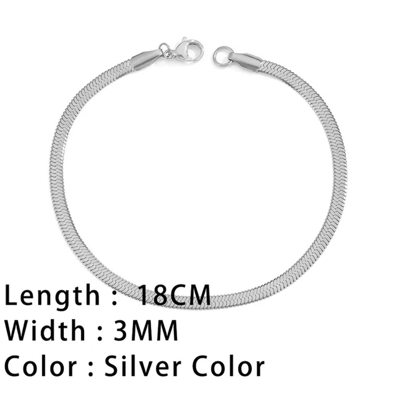 Classic Snake Chain Bracelets for Women Trend Fashion Stainless Steel Cuban Chain Bracelet Trendy Woman Gifts Jewelry