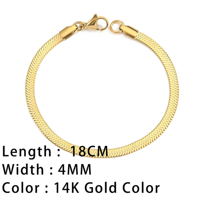 Classic Snake Chain Bracelets for Women Trend Fashion Stainless Steel Cuban Chain Bracelet Trendy Woman Gifts Jewelry