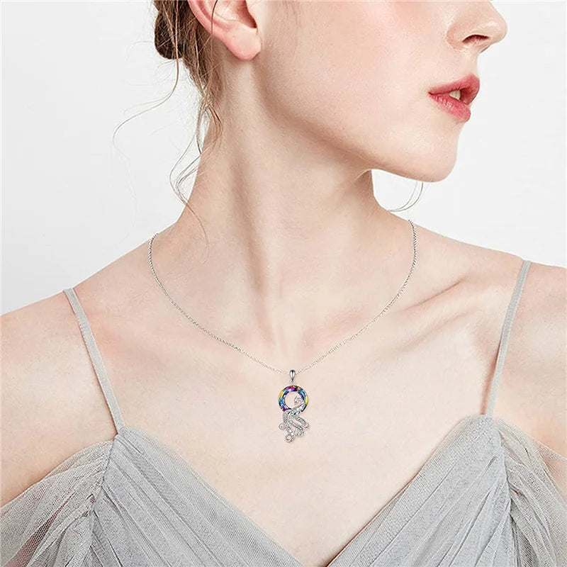 3 style Fashion Silver Classic Sea Mermaid Crescent Moon Necklace Phoenix  Gifts Jewelry for Girls Daughter Women