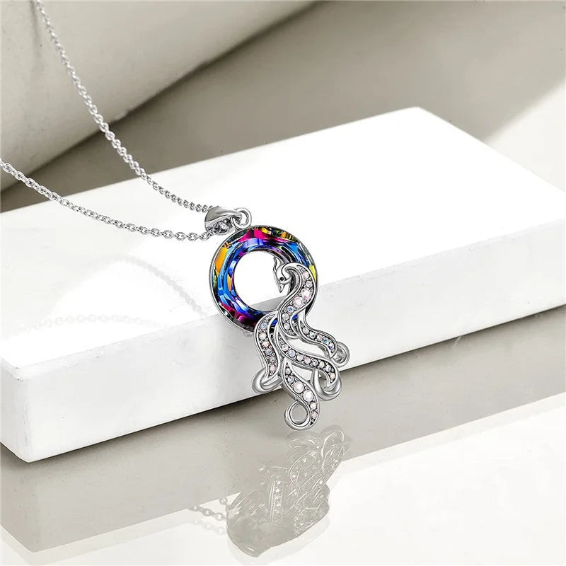 3 style Fashion Silver Classic Sea Mermaid Crescent Moon Necklace Phoenix  Gifts Jewelry for Girls Daughter Women