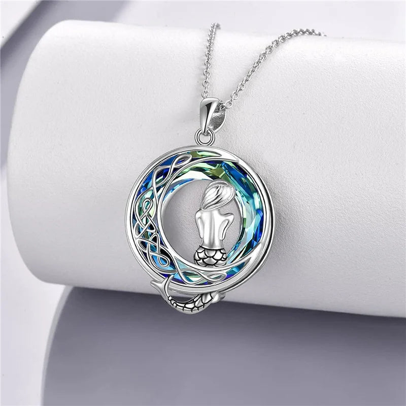 3 style Fashion Silver Classic Sea Mermaid Crescent Moon Necklace Phoenix  Gifts Jewelry for Girls Daughter Women